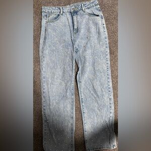 Studded Light Blue Denim Jeans